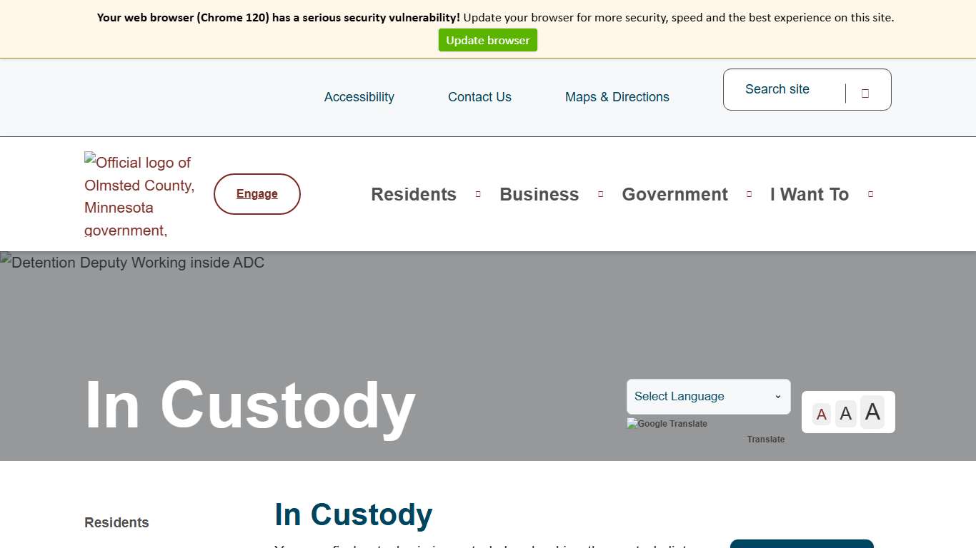 In Custody Olmsted County, MN
